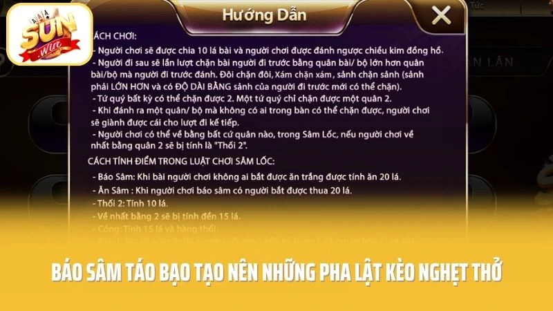 Sâm Lốc SUNWIN - Căng Não Từng Lá Bùng Nổ Màn Chốt Hạ 3 Báo sâm táo bạo tạo nên những pha lật kèo nghẹt thở