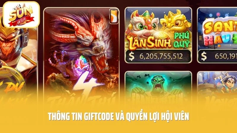 Giftcode SUNWIN Mới Nhất - Mã Quà Xịn Ưu Đãi Cực Chất 1 Thông tin giftcode và quyền lợi hội viên