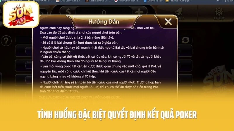 Cách Chơi Poker SUNWIN - Giải Mã Luật Chơi Năm 2026 2 Tình huống đặc biệt quyết định kết quả Poker